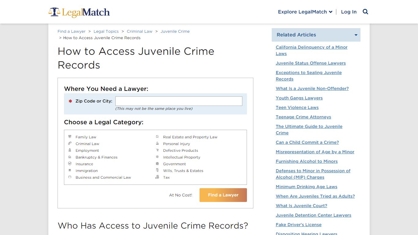 Access to Juvenile Crime Records | Juvenile Records Search - LegalMatch