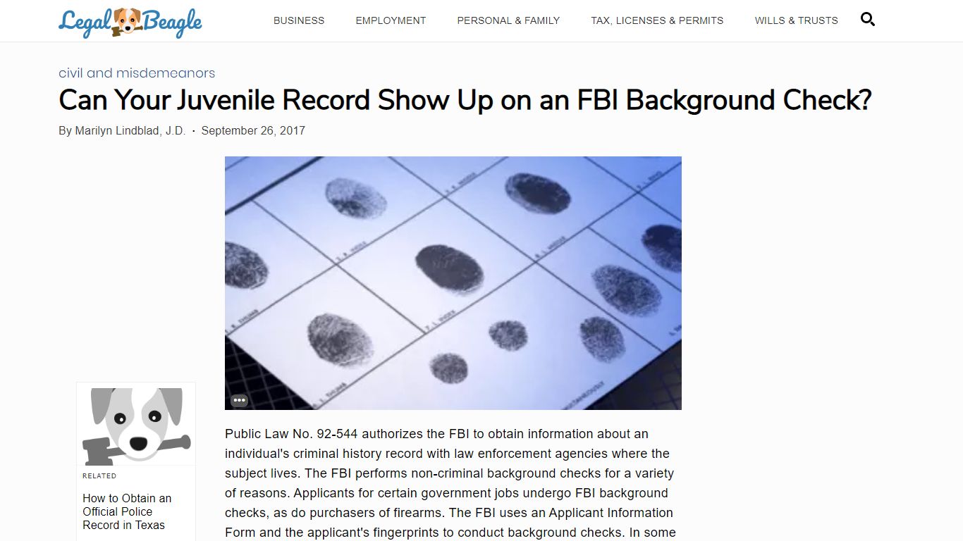 Can Your Juvenile Record Show Up on an FBI Background Check?